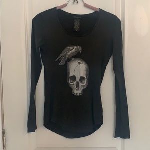 Aritzia Skull & Bird Graphic Long-Sleeved Tee